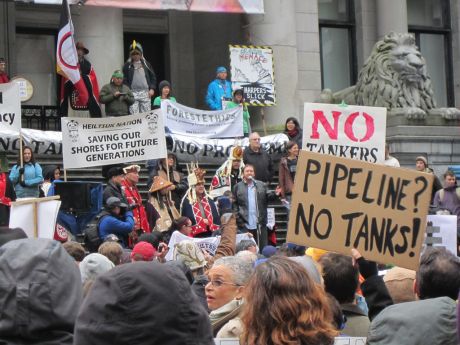 Issue Northern Gateway pipeline given the go ahead by three people, will be opposed by thousands.
