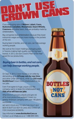 Issue Bottles not cans!