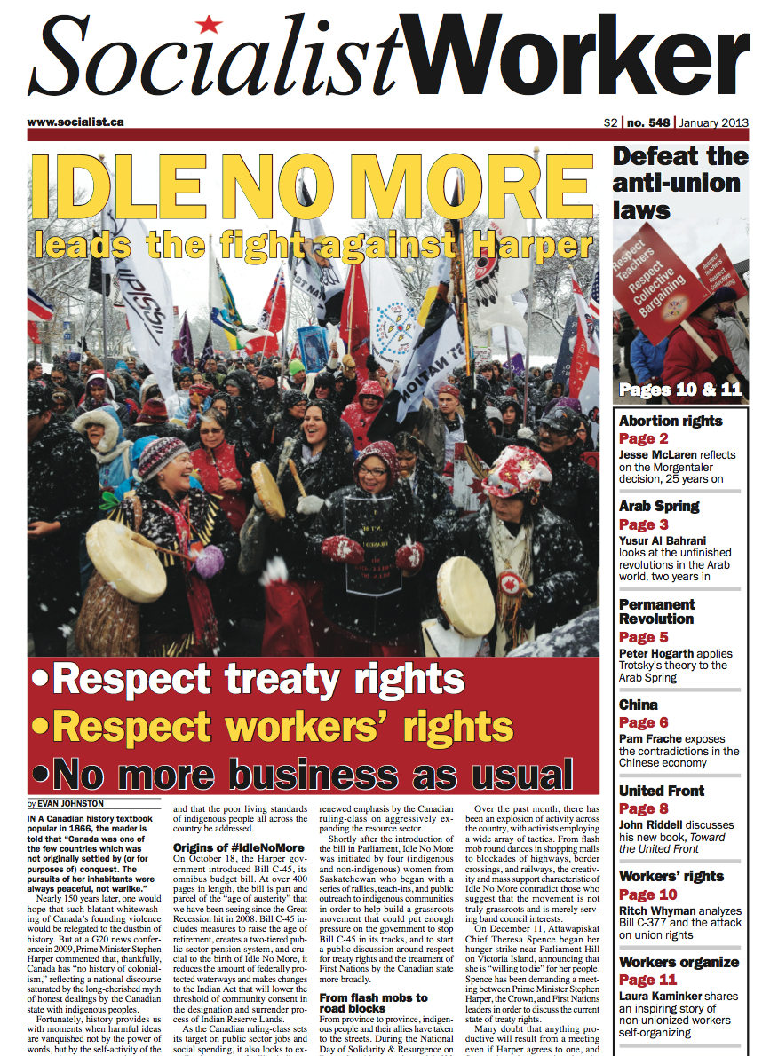 Issue Idle No More leads the fight against Harper