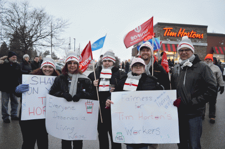 Issue Province-wide actions support Tim Hortons workers against abusive bosses