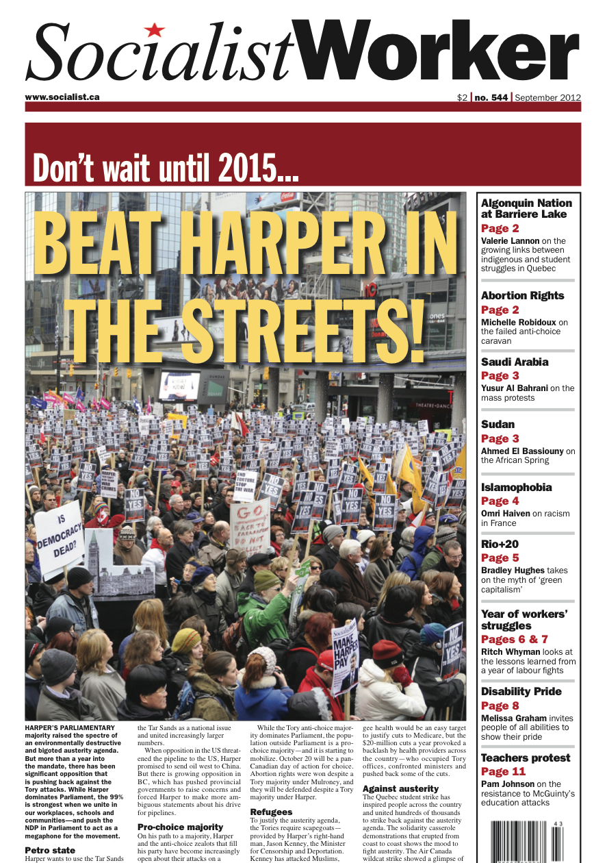 Issue Don't wait until 2015: beat Harper in the streets