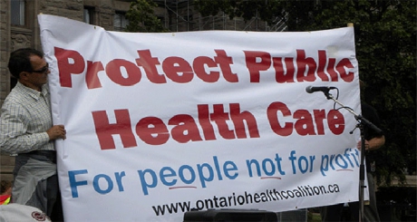 Issue Ontario Health Coalition campaign: people before profit