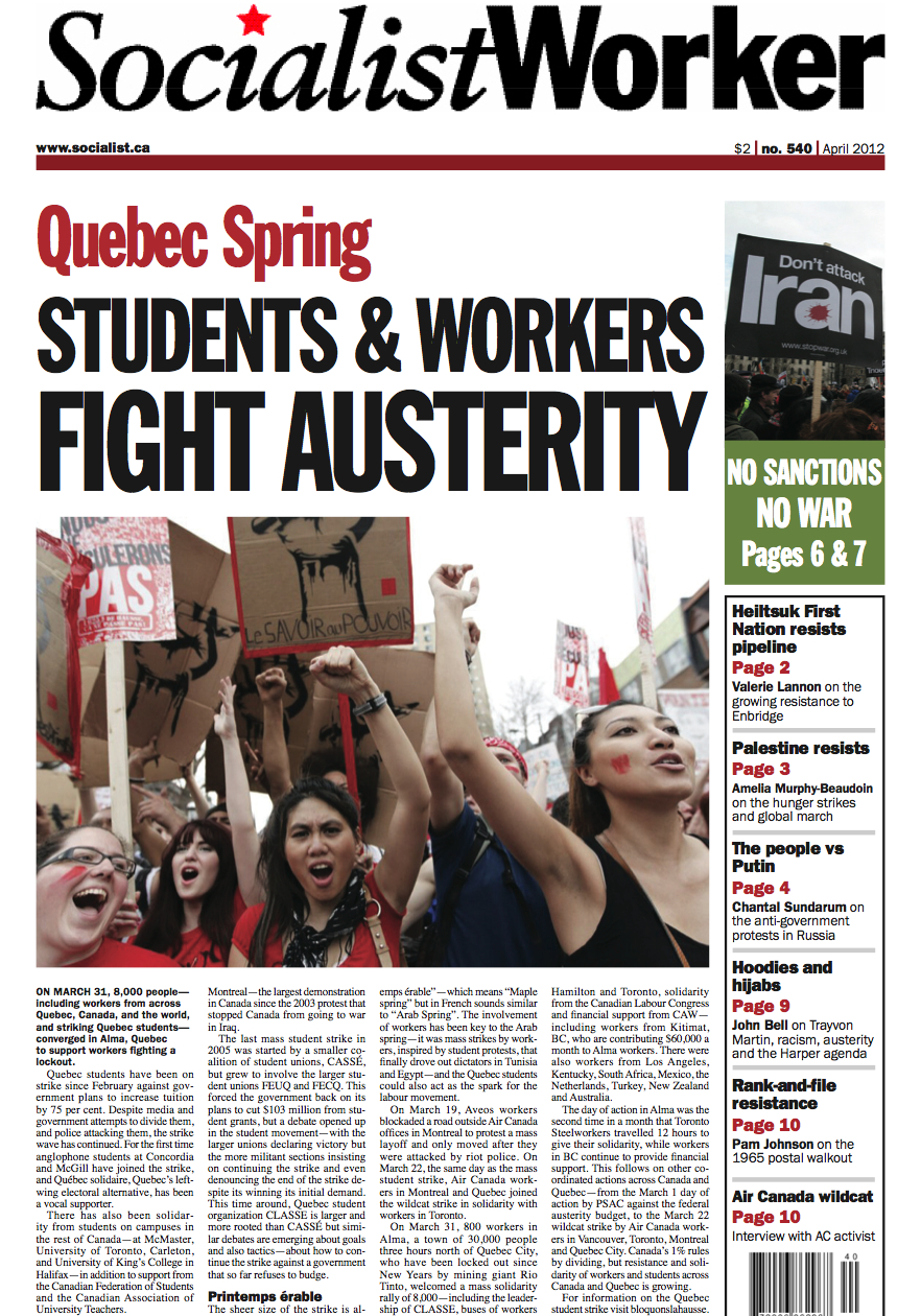 Issue Quebec Spring: students and workers fight austerity