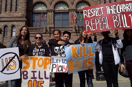 Issue High school students rally at Queen’s Park against Bill 115